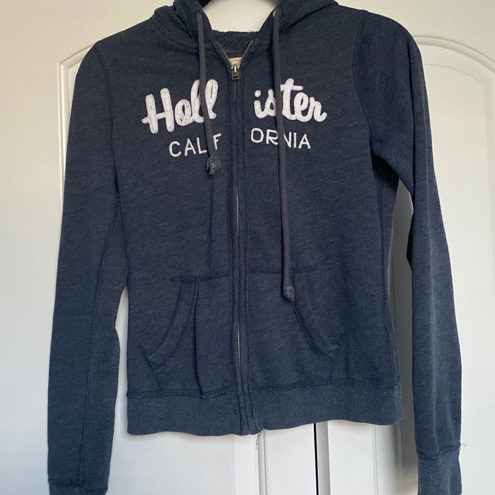 Hollister dark grey zipper hoodie